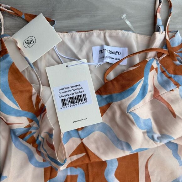 Peppermayo Aster Bloom Maxi Dress Orange Size 4 NWT IN PACKAGE - Picture 7 of 10
